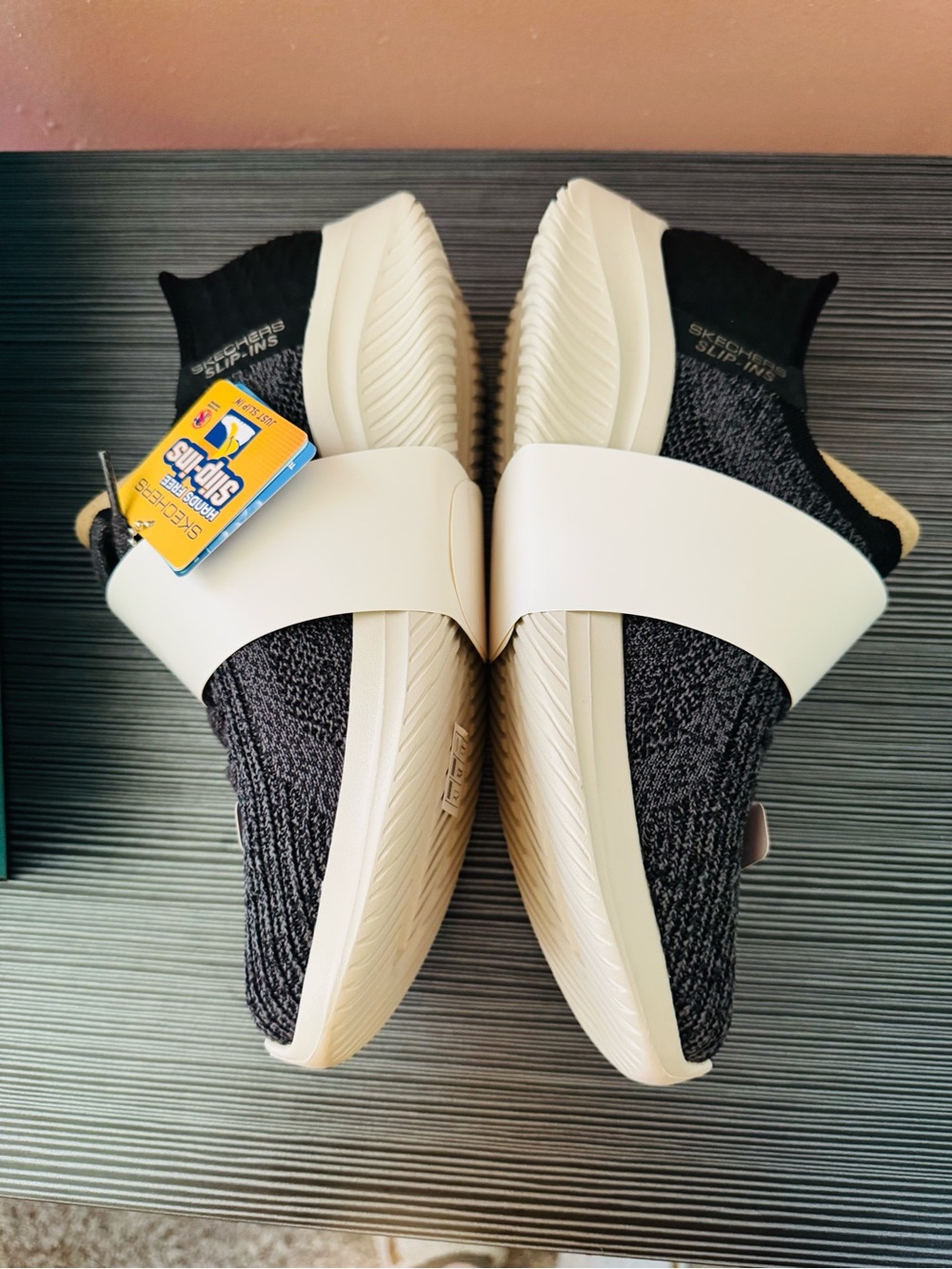 Skechers Women’s Black and White Slip-On Sneakers - Picture 5 of 7